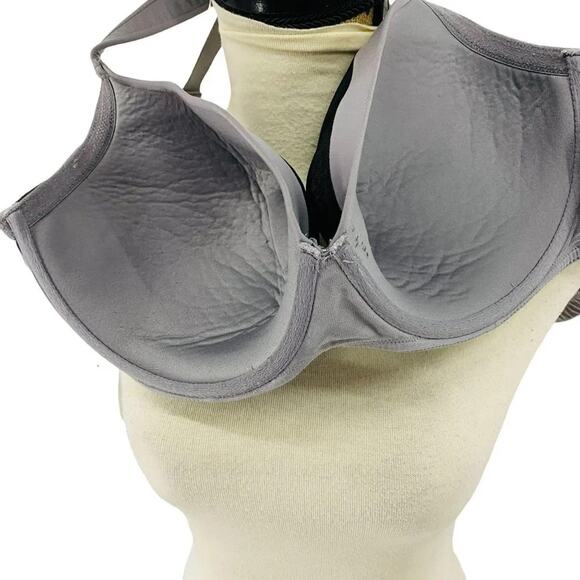 Torrid Black Mesh Balconette Bra Grey Underwire Lightly Lined 46B - Picture 6 of 10
